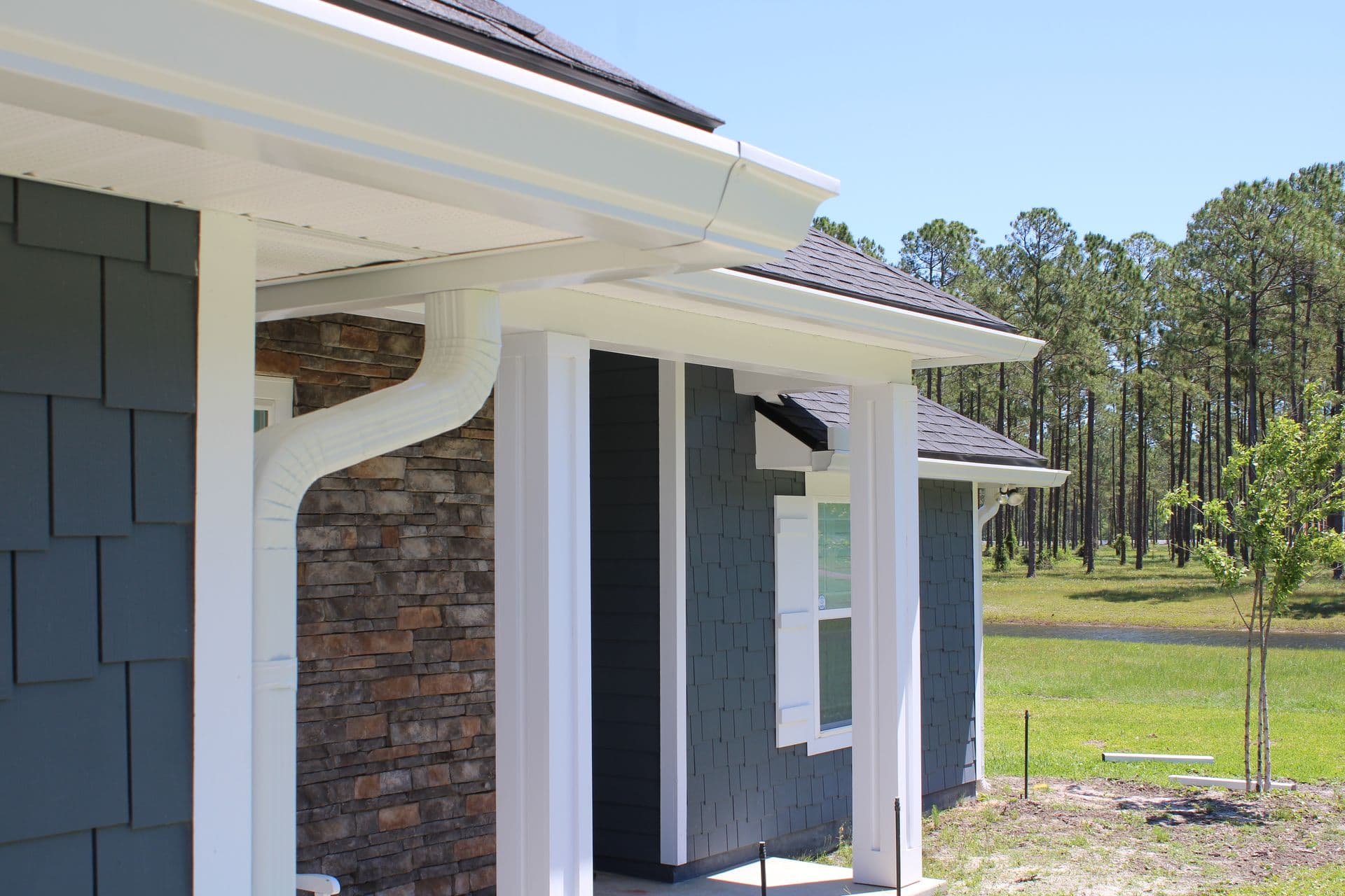 White Gutters Florida Home
